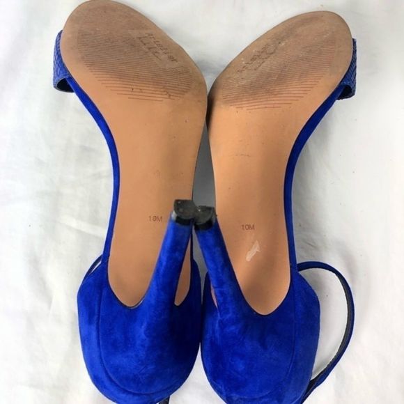 Nicole Miller Artelier Josie Cobalt Open Toe Pumps - Picture 5 of 5